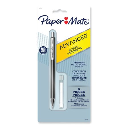 PAPER MATE Advanced Mechanical Pencils, 0.5 mm, HB (#2), Black Lead, Gun Metal Gray Barrel 2128197